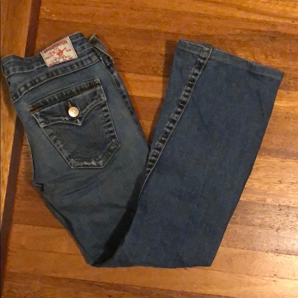 Vintage new True Religion Bridget stone & tint distressed frayed bootleg denim - Picture 7 of 7